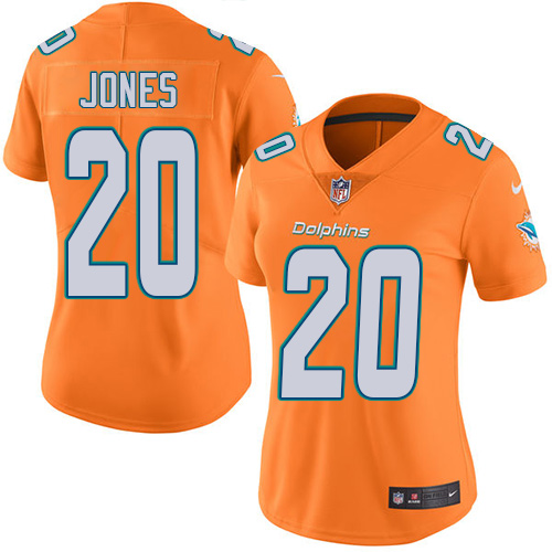 Women's Limited Reshad Jones Nike Jersey Orange - #20 Rush NFL Miami Dolphins